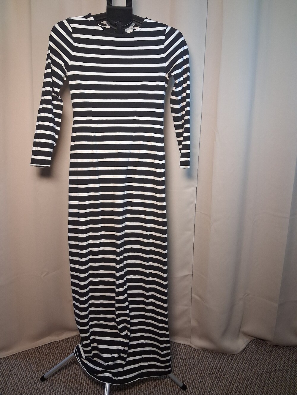 J by J. Crew Striped Maxi Cotton Dress Black & White